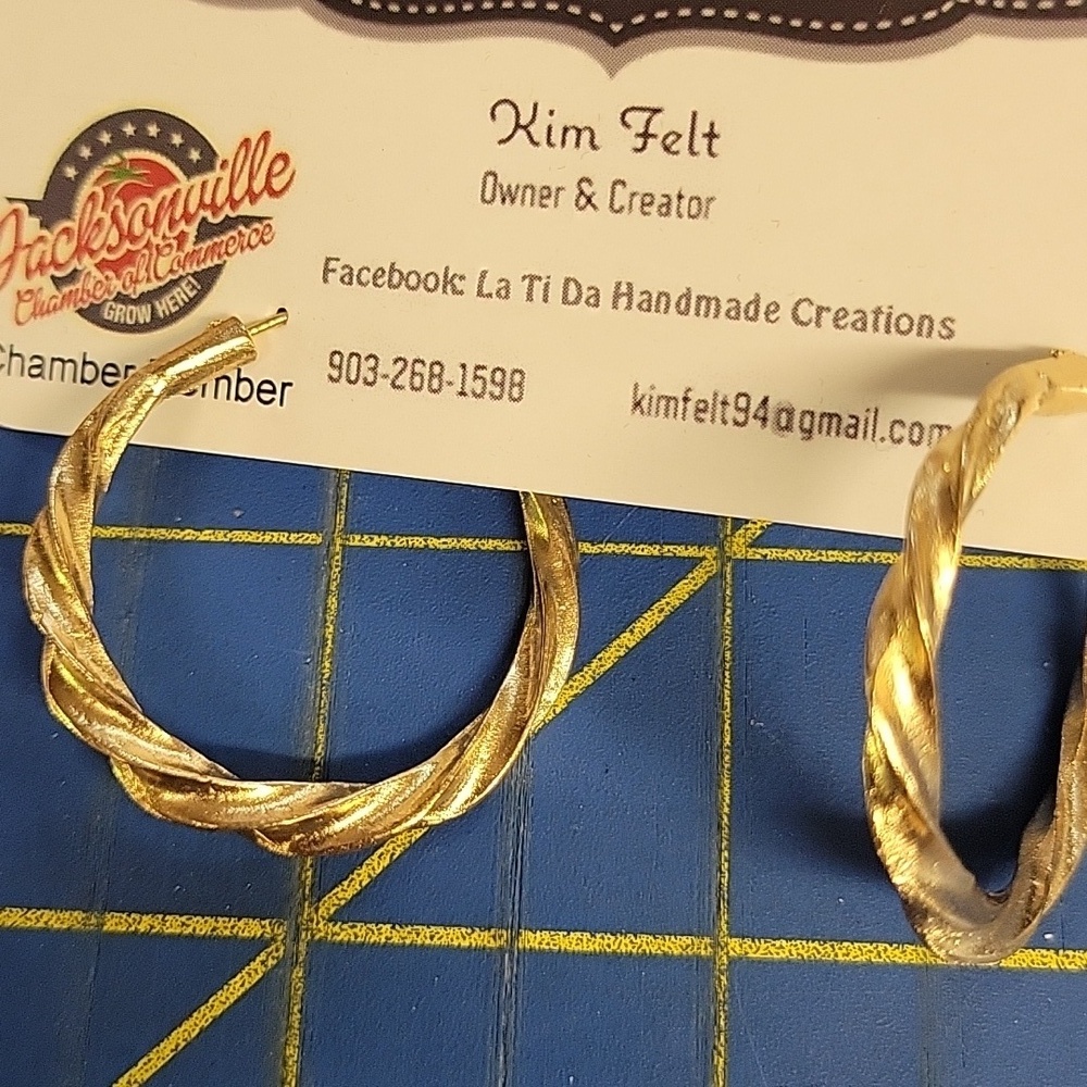 Twisted Gold Tone 1.25" Hoop Earrings
